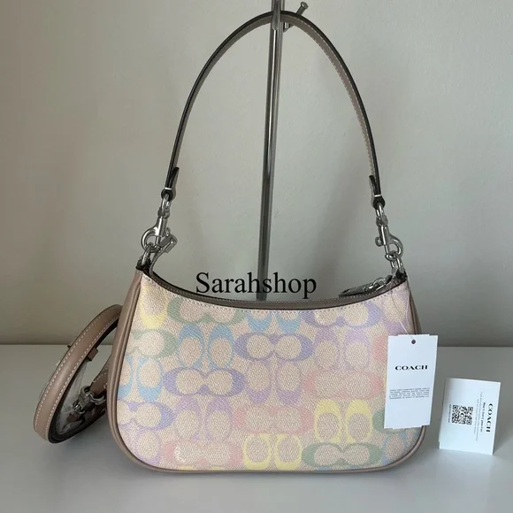 ✅Coach Teri Shoulder Bag In Rainbow Signature Canvas - Picture 3 of 13